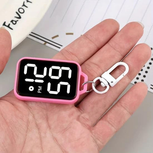 LED Digital Display Keychain Watch, Plastic, Small, Unisex Sports Style, Square Electronic Clock with Keyring, Portable Digital Timepiece for Kids and Students Multicolor