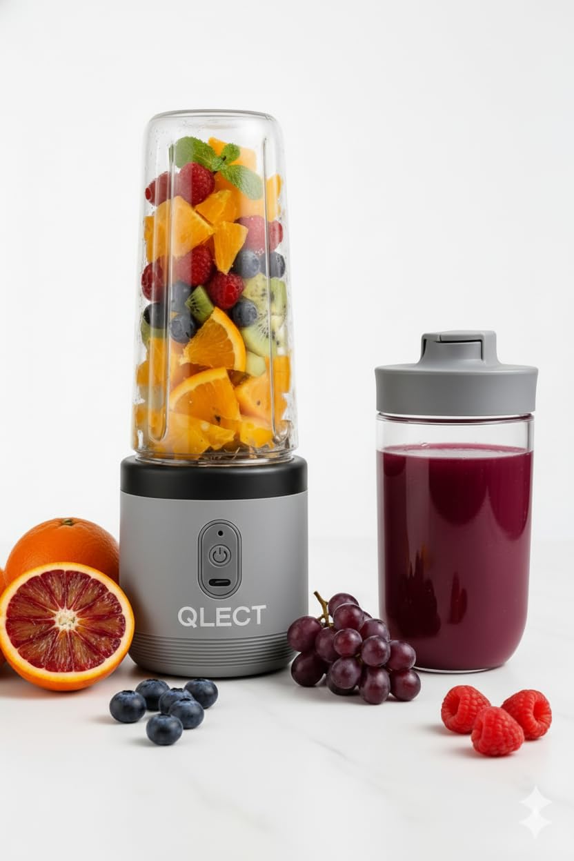 Qlect Portable Blender Electric Juicers Fruit Mixers USB Rechargeable Smoothie Mini Personal Juicer 6 Blades 3Gears With 1500 Mah Rechargeable Battery-Smoothie Blender