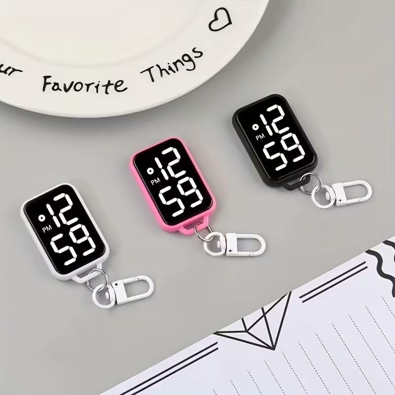 LED Digital Display Keychain Watch, Plastic, Small, Unisex Sports Style, Square Electronic Clock with Keyring, Portable Digital Timepiece for Kids and Students Multicolor