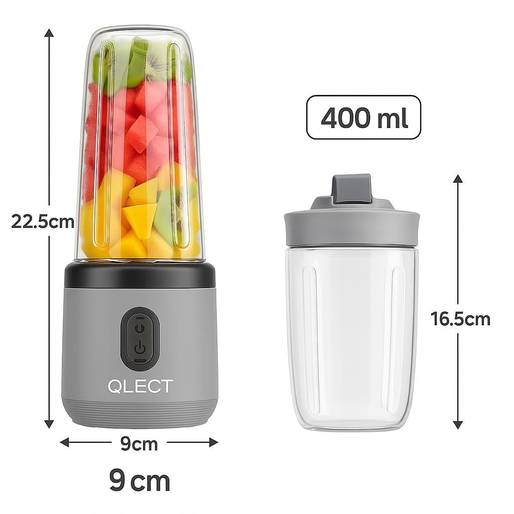 Qlect Portable Blender Electric Juicers Fruit Mixers USB Rechargeable Smoothie Mini Personal Juicer 6 Blades 3Gears With 1500 Mah Rechargeable Battery-Smoothie Blender