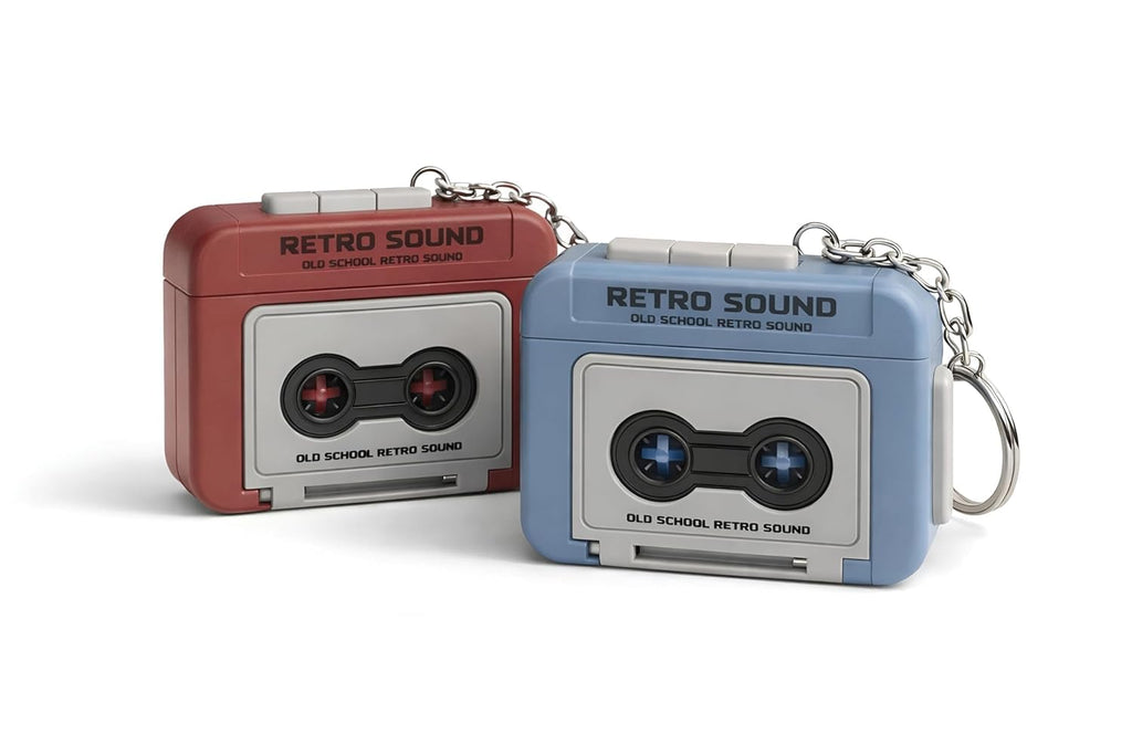 Retro Sound Voice Recorder Keychain – Mini Cassette Style Voice Message Recordr with Playback, Portable Keychain Audio Recording Gadget, Gifting Keychains, Pack of 1