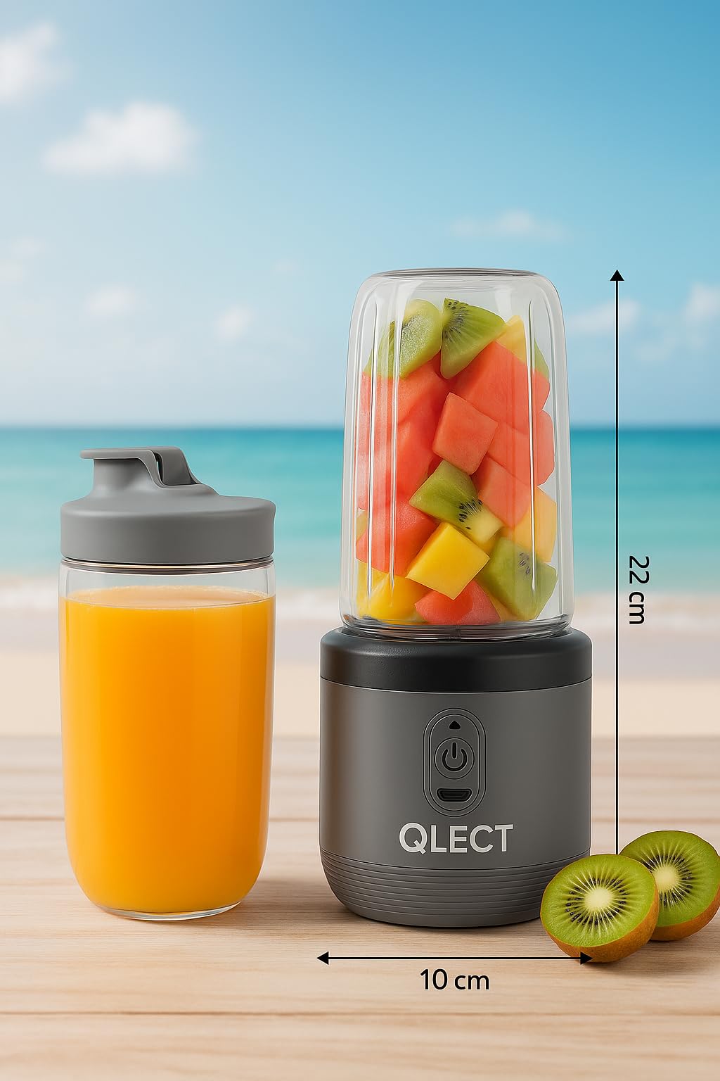 Qlect Portable Blender Electric Juicers Fruit Mixers USB Rechargeable Smoothie Mini Personal Juicer 6 Blades 3Gears With 1500 Mah Rechargeable Battery-Smoothie Blender