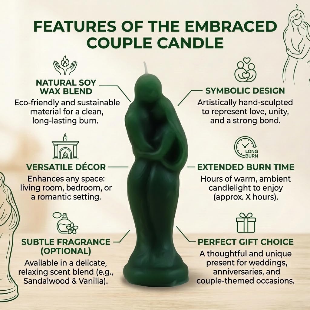 Couple Candle | Healing & Relaxation Magic Candle | Soy Wax for Aromatherapy, Stress Relief, Meditation & Romantic Ambiance | Long-Lasting Burn | (Grey)