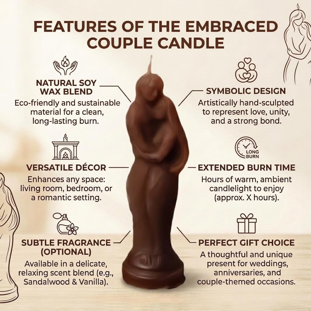 Couple Candle | Healing & Relaxation Magic Candle | Soy Wax for Aromatherapy, Stress Relief, Meditation & Romantic Ambiance | Long-Lasting Burn | (Grey)