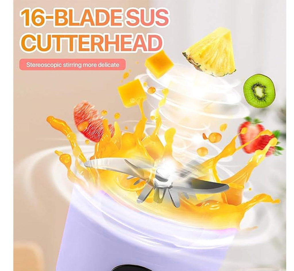 Qlect Portable Blender Electric Juicers Fruit Mixers USB Rechargeable Smoothie Mini Personal Juicer 6 Blades 3Gears With 1500 Mah Rechargeable Battery-Smoothie Blender