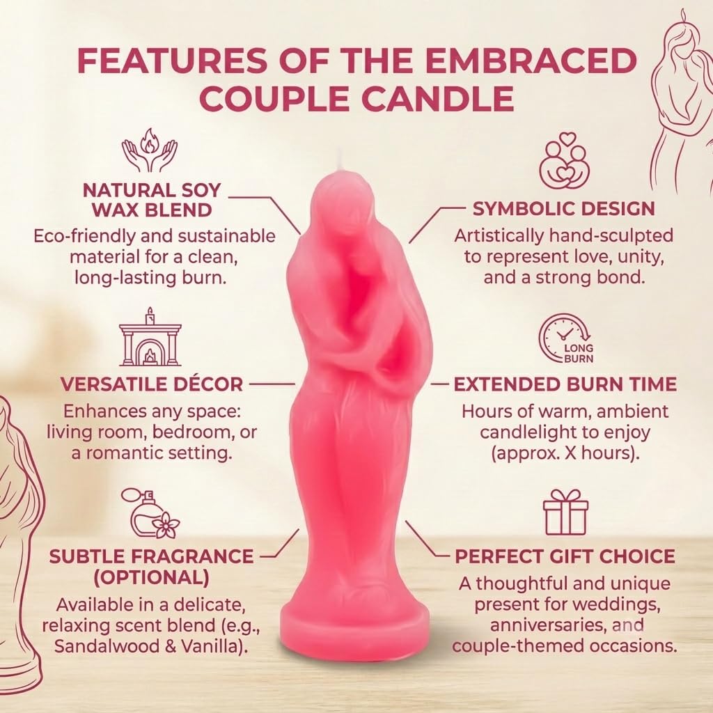 Couple Candle | Healing & Relaxation Magic Candle | Soy Wax for Aromatherapy, Stress Relief, Meditation & Romantic Ambiance | Long-Lasting Burn | (Grey)