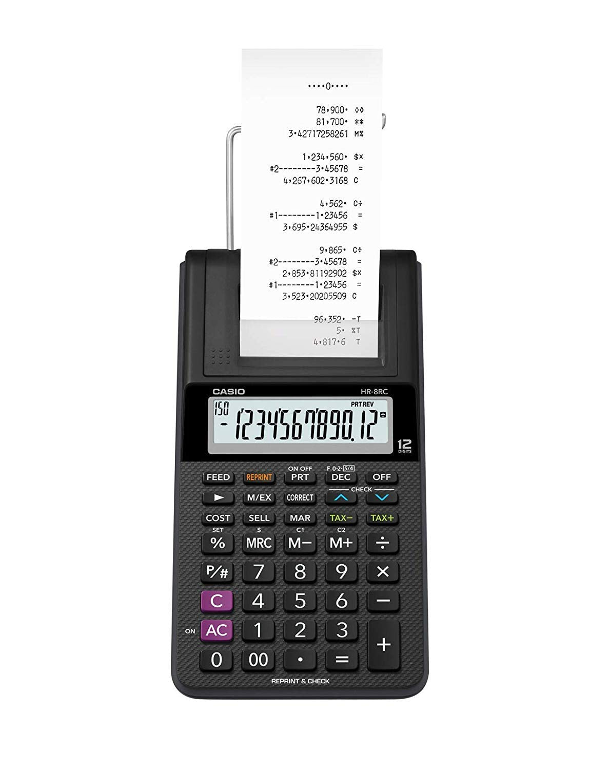 Casio HR-8RC-BK 150 Steps Check & Correct Printing Financial Calculator with Reprint Feature,Black