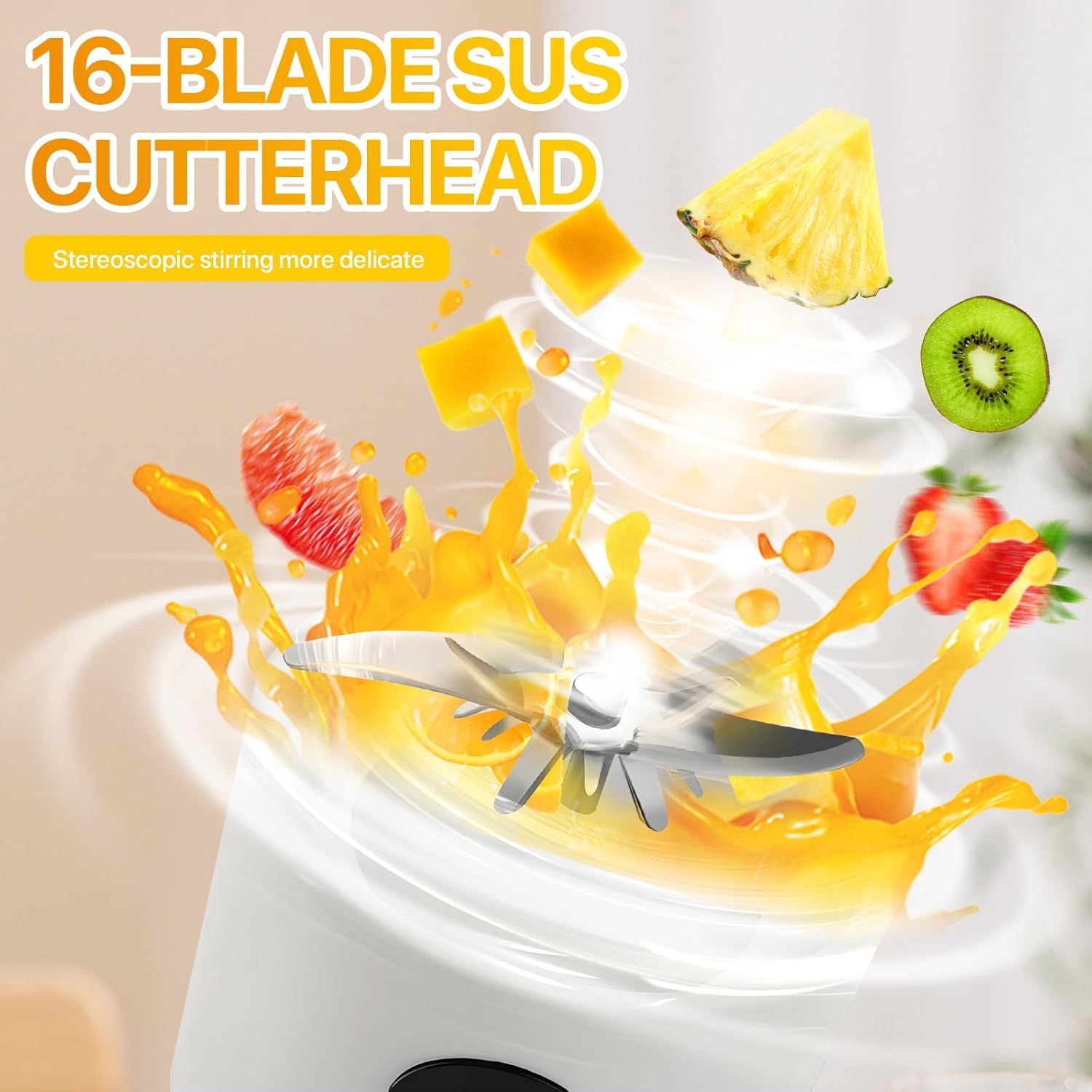 Qlect Portable Blender Electric Juicers Fruit Mixers USB Rechargeable Smoothie Mini Personal Juicer 6 Blades 3Gears With 1500 Mah Rechargeable Battery-Smoothie Blender