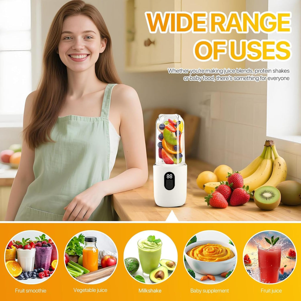 Qlect Portable Blender Electric Juicers Fruit Mixers USB Rechargeable Smoothie Mini Personal Juicer 6 Blades 3Gears With 1500 Mah Rechargeable Battery-Smoothie Blender