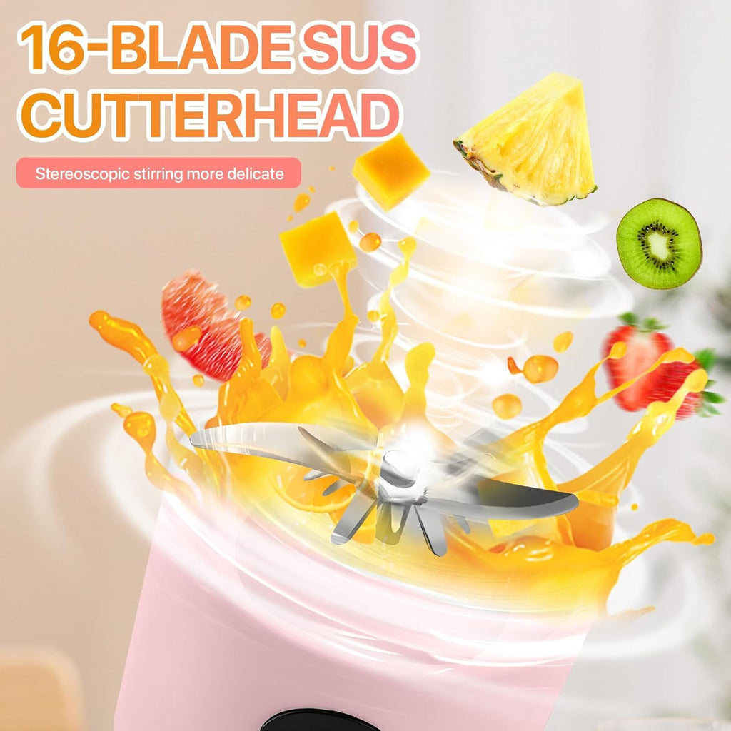 Qlect Portable Blender Electric Juicers Fruit Mixers USB Rechargeable Smoothie Mini Personal Juicer 6 Blades 3Gears With 1500 Mah Rechargeable Battery-Smoothie Blender