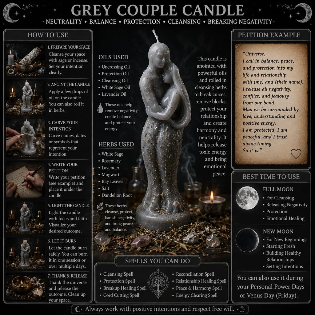 Couple Candle | Healing & Relaxation Magic Candle | Soy Wax for Aromatherapy, Stress Relief, Meditation & Romantic Ambiance | Long-Lasting Burn | (Grey)