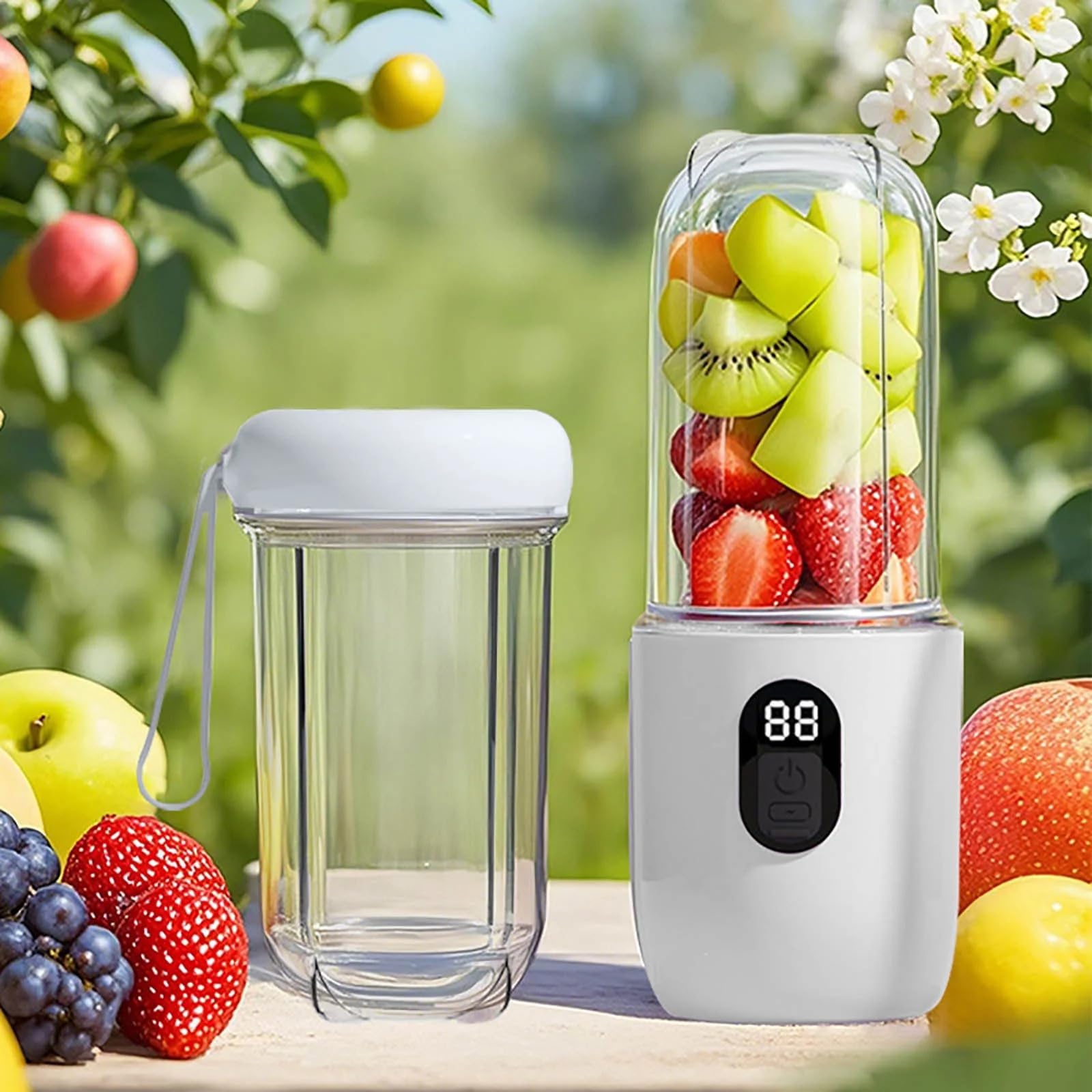 Qlect Portable Blender Electric Juicers Fruit Mixers USB Rechargeable Smoothie Mini Personal Juicer 6 Blades 3Gears With 1500 Mah Rechargeable Battery-Smoothie Blender