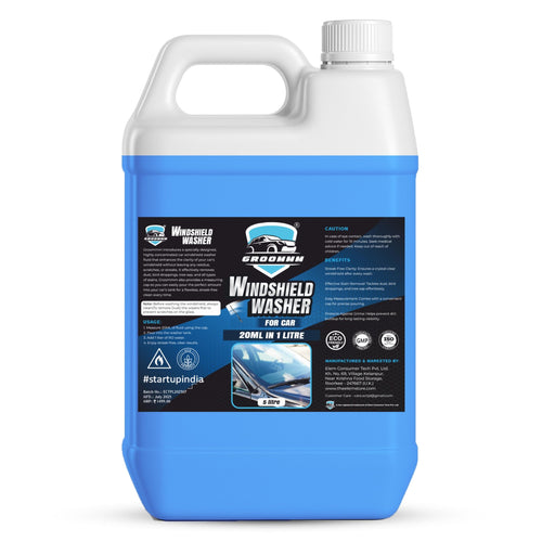 Groommm Windshield Washer Fluid For Car 250ML- (20ML in 1L Water) | Highly Concentrated Car Glass Cleaner Liquid For Streak & Stain-Free Windshield | Car Wiper Liquid For Crystal Clear Windshield