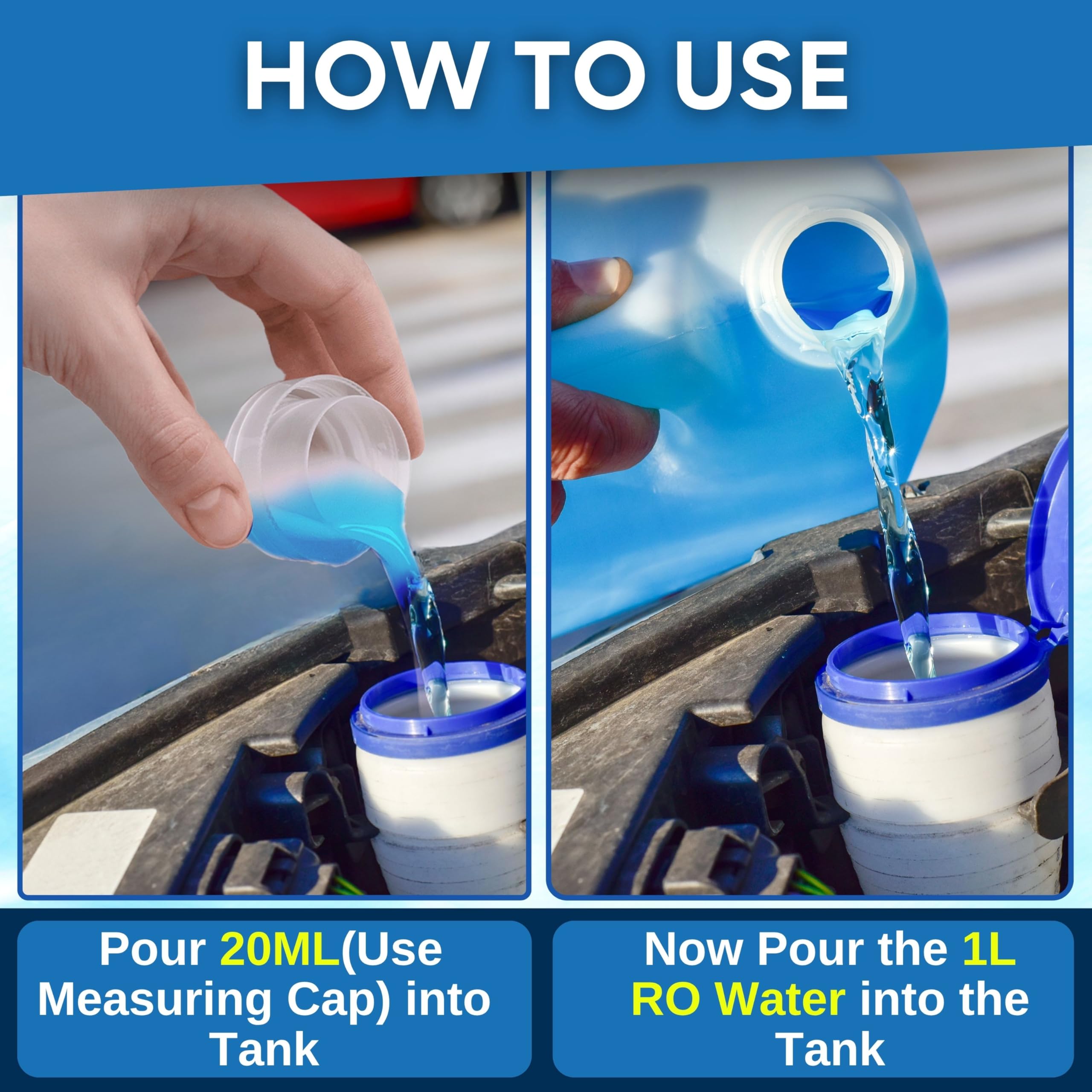 Groommm Windshield Washer Fluid For Car 250ML- (20ML in 1L Water) | Highly Concentrated Car Glass Cleaner Liquid For Streak & Stain-Free Windshield | Car Wiper Liquid For Crystal Clear Windshield